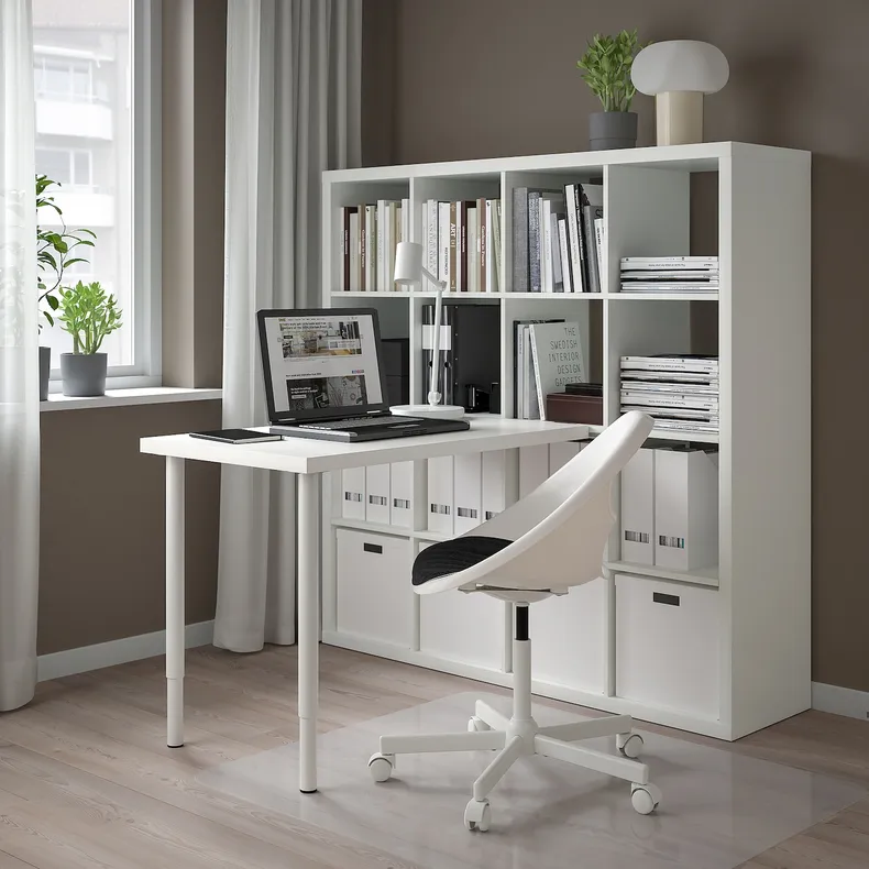 IKEA KALLAX КАЛЛАКС / LINNMON ЛІННМОН, письмовий стіл, комбінація, білий, 147x139x147 см 394.816.92 фото №2