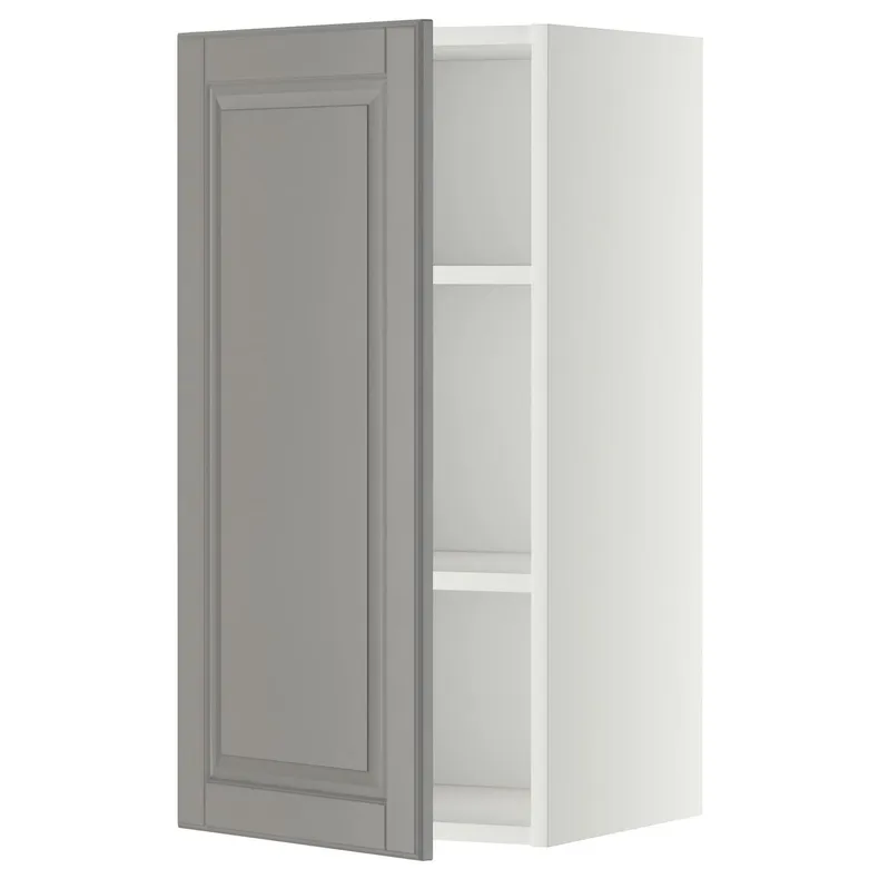 IKEA METOD МЕТОД, навесной шкаф с полками, белый / бодбинский серый, 40x80 см 394.674.98 фото №1