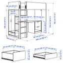 IKEA SMÅSTAD СМОСТАД, ліжко-горище, біле з каркасом, зі столом з 3 шухлядами, 90x200 см фото thumb №9