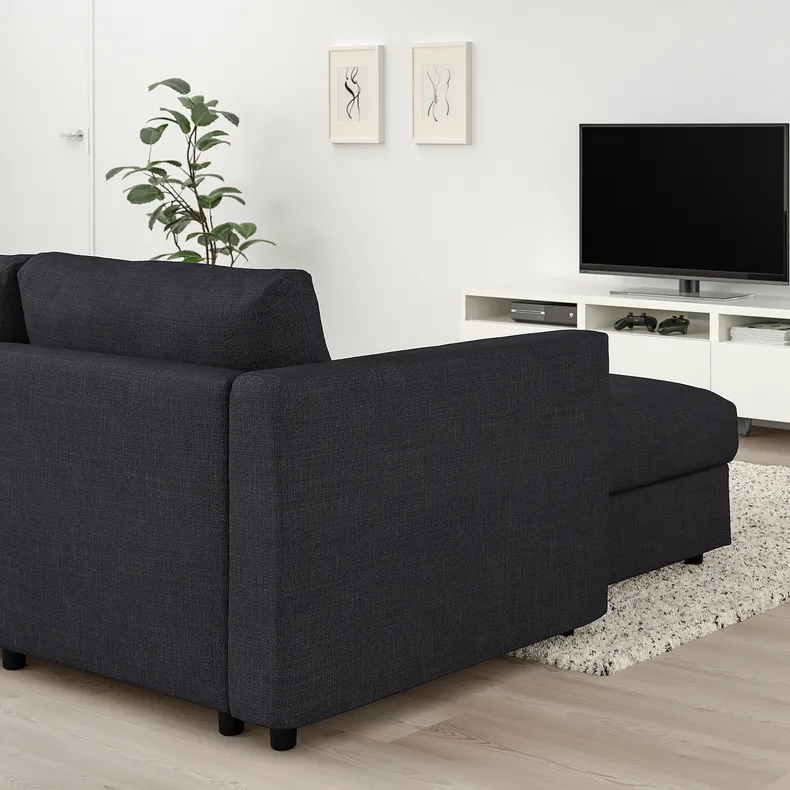 IKEA VIMLE ВИМЛЕ, 3-местный диван-кровать, с шезлонгом/Hillared антрацит 095.369.45 фото №3
