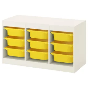 IKEA TROFAST ТРУФАСТ, комбінація для зберіган +контейнери, білий/жовтий, 99x44x56 см 492.284.69 фото