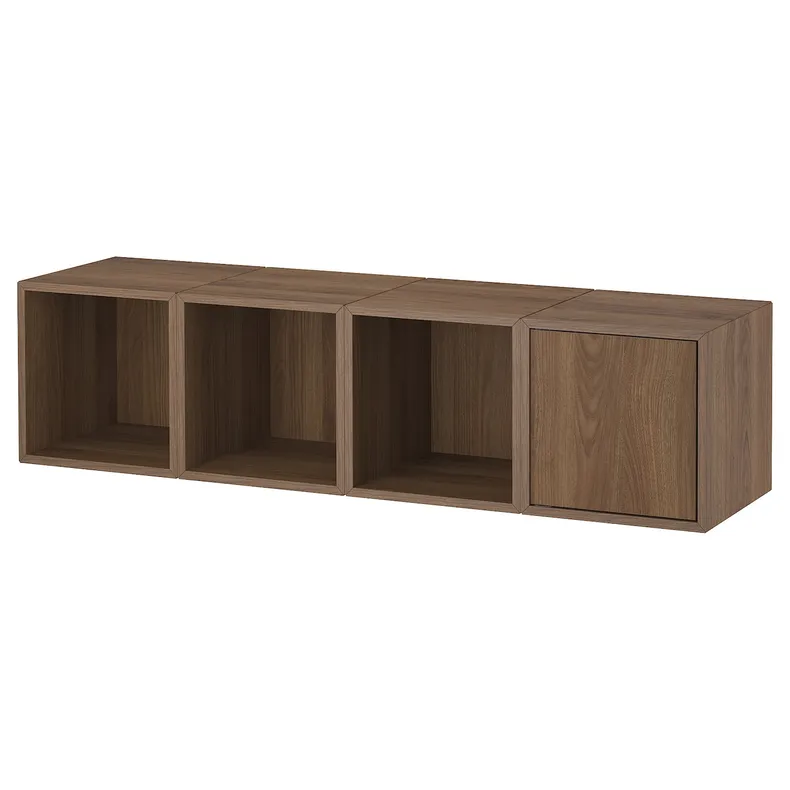 IKEA EKET ЕКЕТ, настінна комбінація шаф, волоський горіх, 140x35x35 см 295.674.98 фото №1