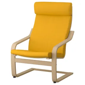 IKEA POÄNG ПОЭНГ, кресло, Шпон дуба, окрашенный в белый / желтый цвет Skiftebo 593.871.65 фото