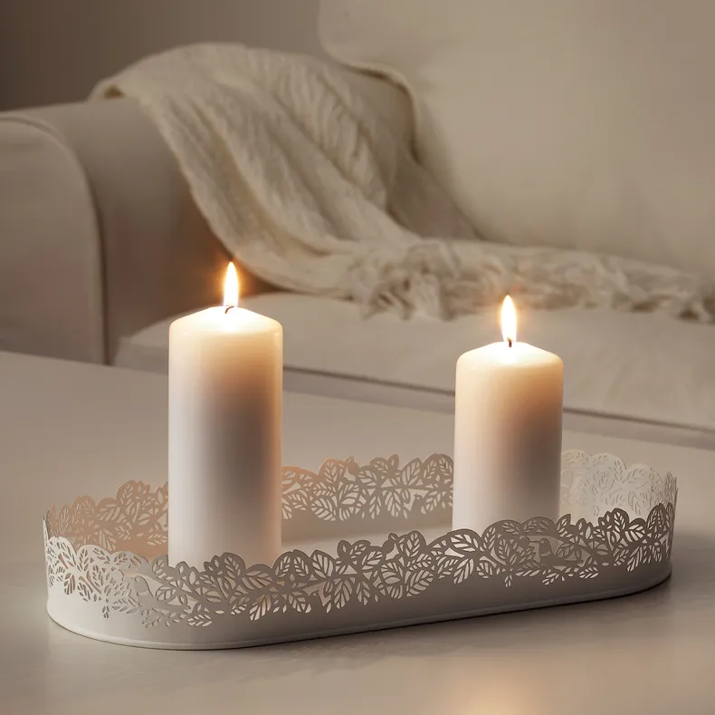 IKEA SAMVERKA САМВЕРКА, тарелка для свечи, белый овал, 35x15 см 503.887.20 фото №3