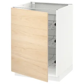 IKEA METOD МЕТОД, напольный шкаф / проволочные корзины, белый / аскерсундский узор светлый ясень, 60x60 см 594.599.87 фото