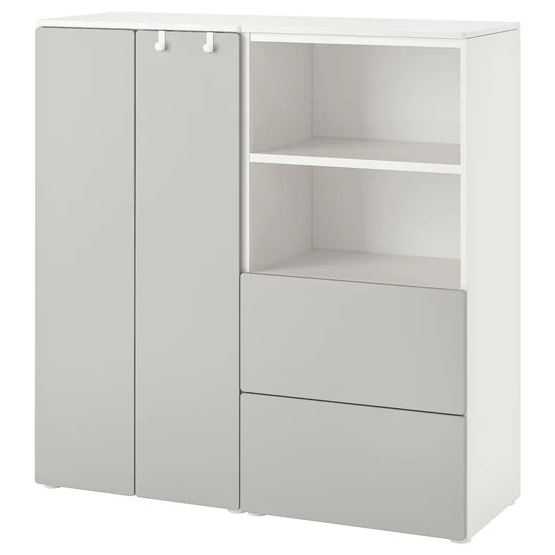 IKEA SMÅSTAD СМОСТАД / PLATSA ПЛАТСА, шафа, білий / сірий, 120x42x123 см 694.288.96 фото №1