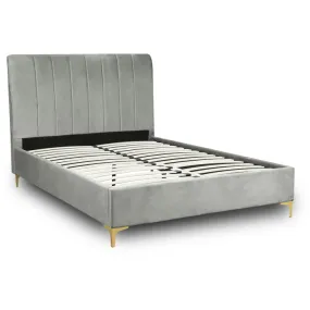 Кровать двуспальная бархатная MEBEL ELITE MARCELO Velvet, 140x200 см, серый фото
