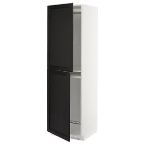 IKEA METOD МЕТОД, висока шафа для холодильнка / морозил, білий / ЛЕРХЮТТАН чорна морилка, 60x60x200 см 892.577.99 фото