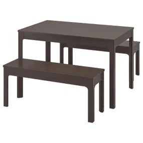 IKEA EKEDALEN ЕКЕДАЛЕН / EKEDALEN ЕКЕДАЛЕН, стіл+2 лавки, темно-коричневий / темно-коричневий, 120 / 180 см 494.827.71 фото