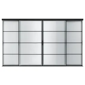 IKEA SKYTTA СКЮТТА / SVARTISDAL СВАРТІСДАЛЬ, комбінація розсувних дверцят, чорний / білий папір, 351x205 см 294.227.40 фото