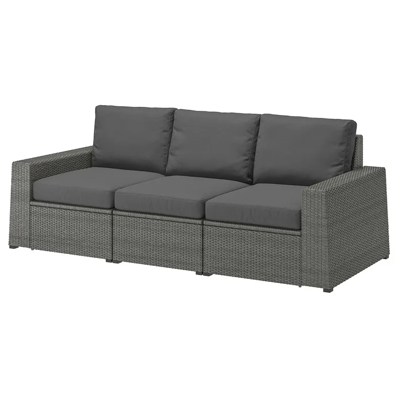 IKEA SOLLERÖN СОЛЛЕРЕН, 3-місний модульний диван для вулиці, темно-сірий/Фрессон/Дувхольмен темно-сірий, 223x82x88 см 992.877.72 фото №1