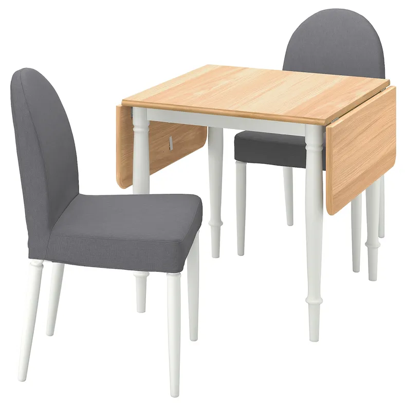 IKEA DANDERYD ДАНДЕРЮД / DANDERYD ДАНДЕРЮД, стіл+2 стільці, дуб okl білий / віссл сірий, 74 / 134x80 см 394.839.31 фото №1