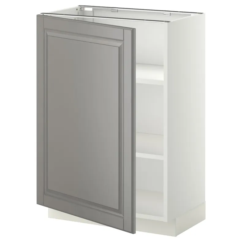 IKEA METOD МЕТОД, напольный шкаф с полками, белый / бодбинский серый, 60x37 см 194.604.07 фото №1