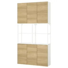 IKEA ENHET ЕНХЕТ, шафа, білий / імітація. дуб, 120x32x225 см 495.481.40 фото
