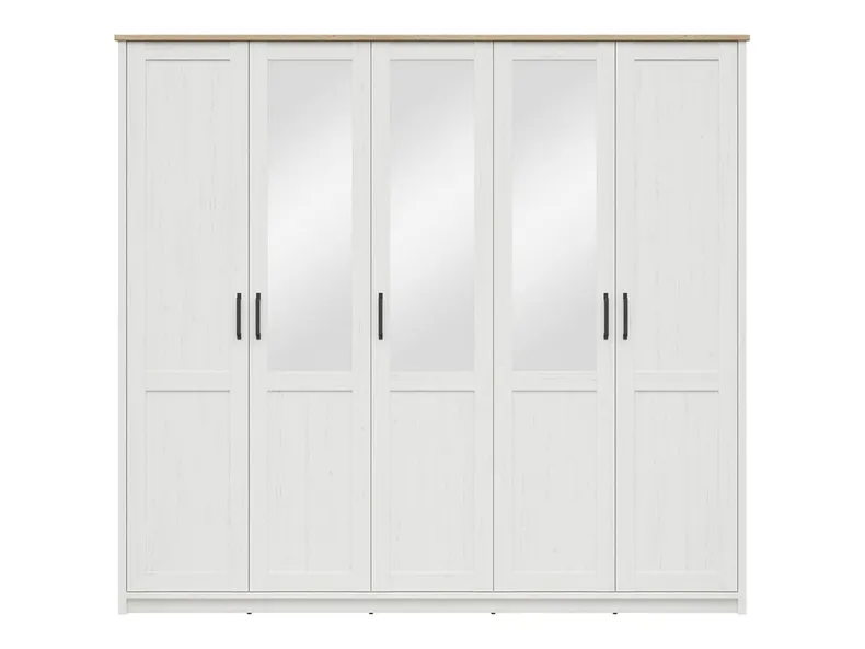 BRW Loksa 5-дверный шкаф с 5 дверцами и зеркалом andersen сосна белая, сосна андерсен белая/дуб внук SZF2D3M-APW фото №2