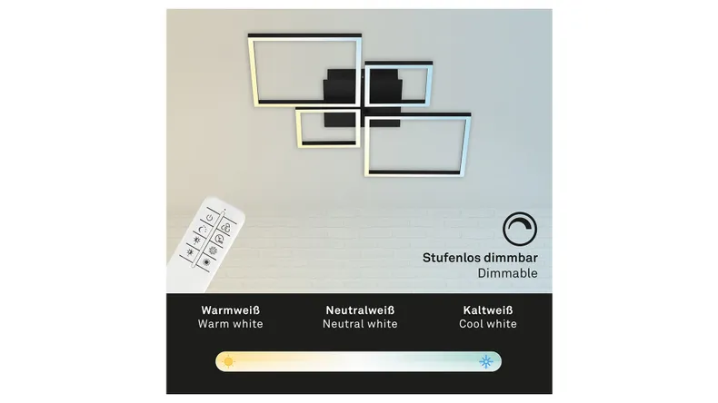 BRW Рамковий світлодіодний стельовий світильник з диммером чорний 085499 фото №7