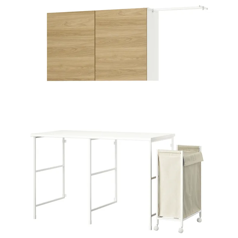 IKEA ENHET ЕНХЕТ, шафа, білий / імітація. дуб, 139x63,5 см 495.480.36 фото №1