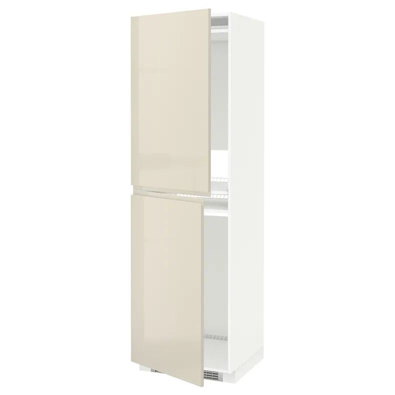 IKEA METOD МЕТОД, висока шафа для холодильнка / морозил, білий / Voxtorp високий глянець світло-бежевий, 60x60x200 см 591.435.68 фото №1