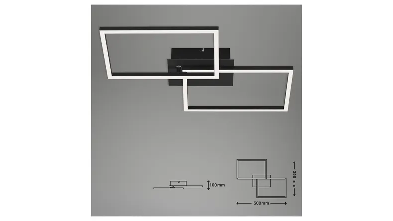 BRW Каркасний світлодіодний стельовий світильник на 2 точки з таймером чорний 085496 фото №6