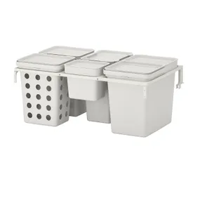 IKEA HÅLLBAR ХОЛЛБАР, решение для сортировки мусора, для кухонных ящиков METOD вентилируемый / светло-серый, 55 l 693.089.26 фото