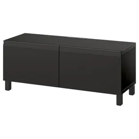 IKEA BESTÅ БЕСТО, тумба под ТВ, с дверцами на ножках, черный/коричневый/Hammarsmed/Stubbarp антрацит, 120x42x48 см 995.687.48 фото