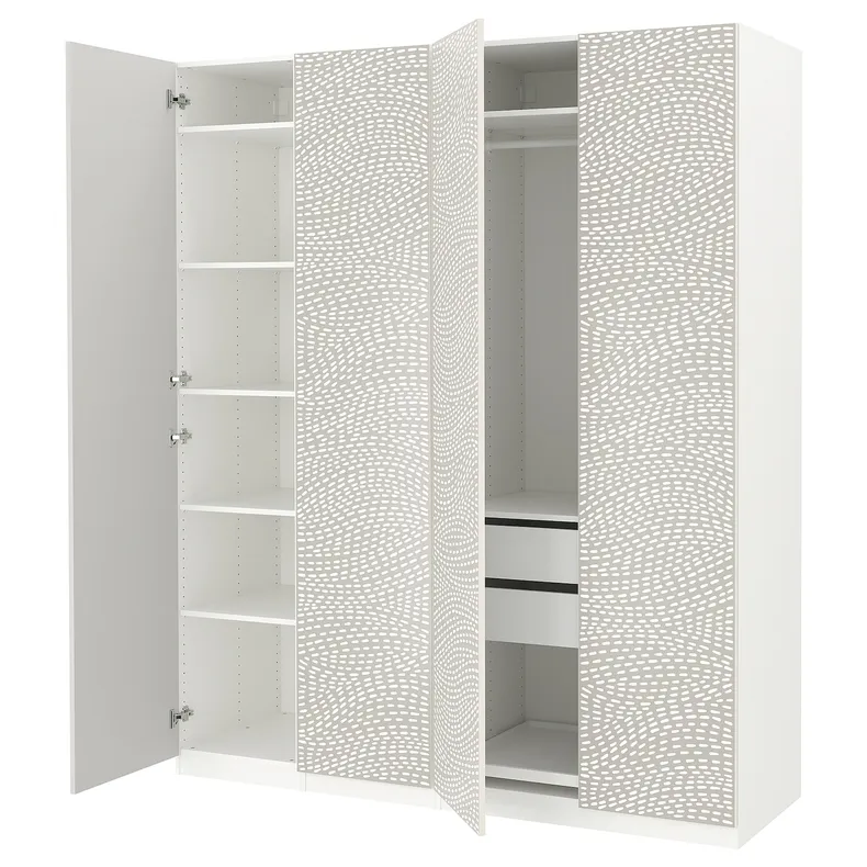 IKEA PAX ПАКС / MISTUDDEN МИСТУДДЕН, гардероб, комбинация, белый / серый узор, 200x60x236 см 395.229.80 фото №1