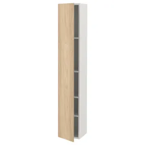 IKEA ENHET ЭНХЕТ, высокий шкаф с 4 полками/дверцей, белый/имит. дуб, 30x32x180 см 793.224.89 фото