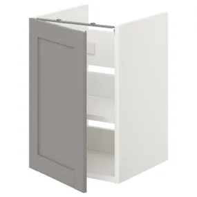 IKEA ENHET ЕНХЕТ, підлог шафа д/раковин з полиц/дврц, біла/сіра рамка, 40x42x60 см 993.211.20 фото
