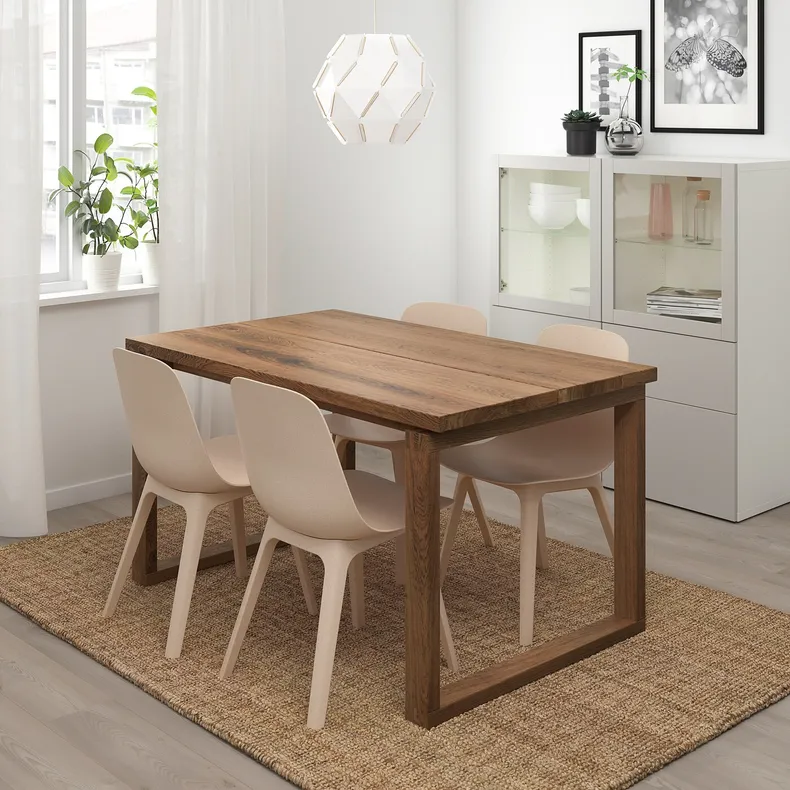 IKEA MÖRBYLÅNGA МЕРБЮЛОНГА / ODGER ОДГЕР, стіл+4 стільці, коричневий білий / бежевий, 140x85 см 992.460.98 фото №2