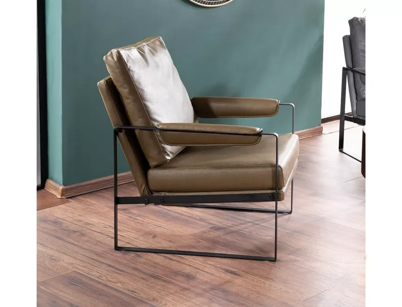 Кресло мягкое с металлическим каркасом SIGNAL FOCUS Buffalo, экокожа: оливковый фото №2