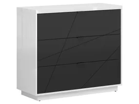 BRW комод Forn 106 см с 3 ящиками, белый глянцевый / черный матовый KOM3S-BIP/CAM фото