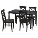 IKEA DANDERYD ДАНДЕРЮД / INGOLF ІНГОЛЬФ, стіл+4 стільці, чорний / коричневий / чорний, 130 см 095.442.81 фото thumb №1