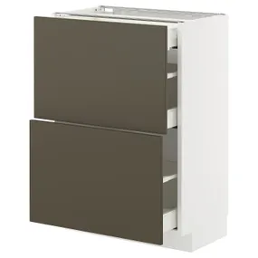 IKEA METOD МЕТОД / MAXIMERA МАКСИМЕРА, напольный шкаф/2 фасада/3 ящика, белый/гавсторпский коричневый/бежевый, 60x37 см 495.583.70 фото