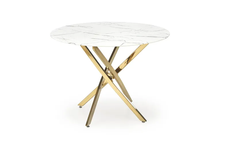 Кухонный стол HALMAR RAYMOND 2, 100x100 см столешница - белый мрамор, ножки - золото фото №1