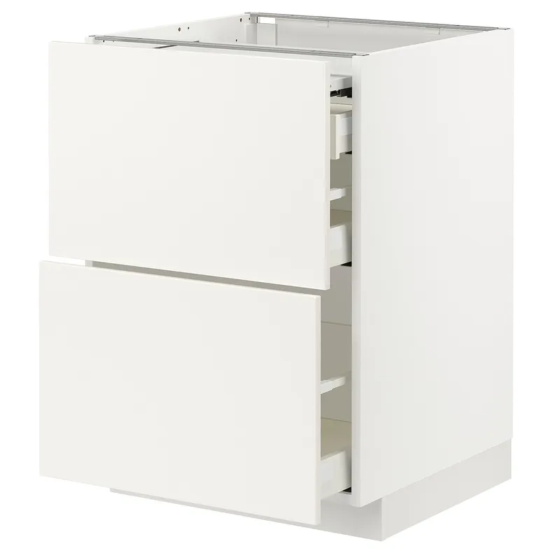 IKEA METOD МЕТОД / MAXIMERA МАКСИМЕРА, напольный шкаф с выдвиж панелью / 3ящ, белый / белый, 60x60 см 894.191.41 фото №1