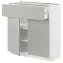 IKEA METOD МЕТОД / MAXIMERA МАКСИМЕРА, напольный шкаф с ящиком / 2дверцами, белый / светло-серый, 80x37 см 995.393.79 фото thumb №1