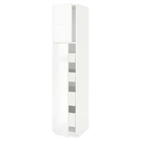 IKEA METOD МЕТОД / MAXIMERA МАКСИМЕРА, высокий шкаф / 2дверцы / 4ящика, белый / Рингхульт белый, 40x60x200 см 994.569.01 фото