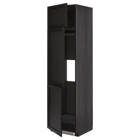 IKEA METOD МЕТОД, высокий шкаф д / холод / мороз / 3 дверцы, черный / Лерхиттан с черными пятнами, 60x60x220 см 394.616.08 фото