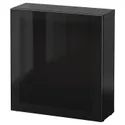 IKEA BESTÅ БЕСТО, стеллаж со стеклянн дверью, черный / коричневый / глассвик черный / тонированное стекло, 60x22x64 см 890.478.72 фото thumb №1