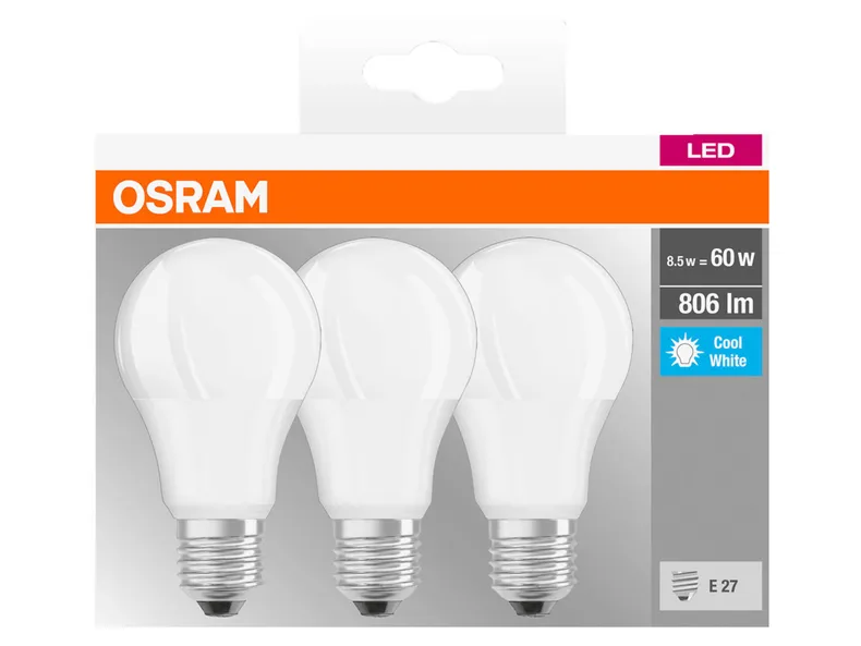 BRW Osram, Светодиодная лампа 3шт E27 8,5Вт 077227 фото №1