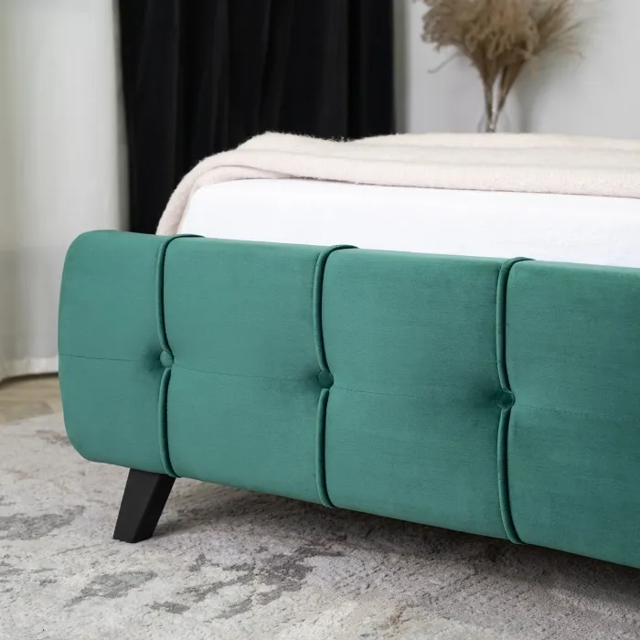 Кровать двуспальная бархатная MEBEL ELITE LINO Velvet, 160x200 см, Зеленый фото №5