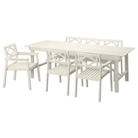 IKEA BONDHOLMEN БОНДХОЛЬМЕН, стіл+3 крісла з підлок+лав, вуличн, білий / бежевий 295.496.83 фото