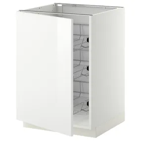 IKEA METOD МЕТОД, напольный шкаф / проволочные корзины, белый / Рингхульт белый, 60x60 см 194.618.50 фото