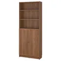 IKEA BILLY БИЛЛИ / OXBERG ОКСБЕРГ, стеллаж с дверьми, коричневый орех, 80x30x202 см 494.833.65 фото thumb №1