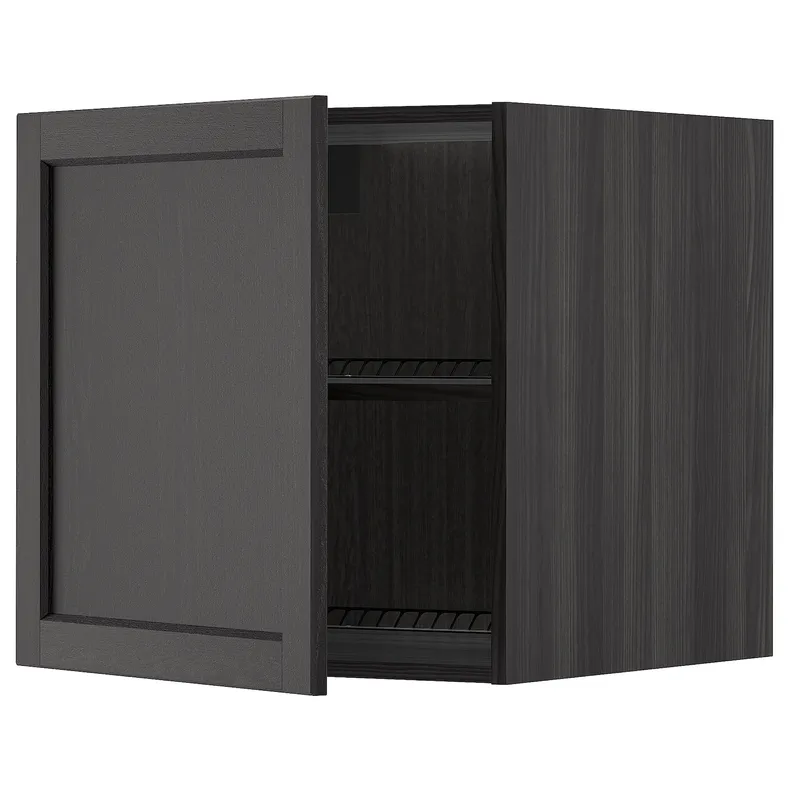 IKEA METOD МЕТОД, верхний шкаф д / холодильн / морозильн, черный / Лерхиттан с черными пятнами, 60x60 см 094.547.08 фото №1