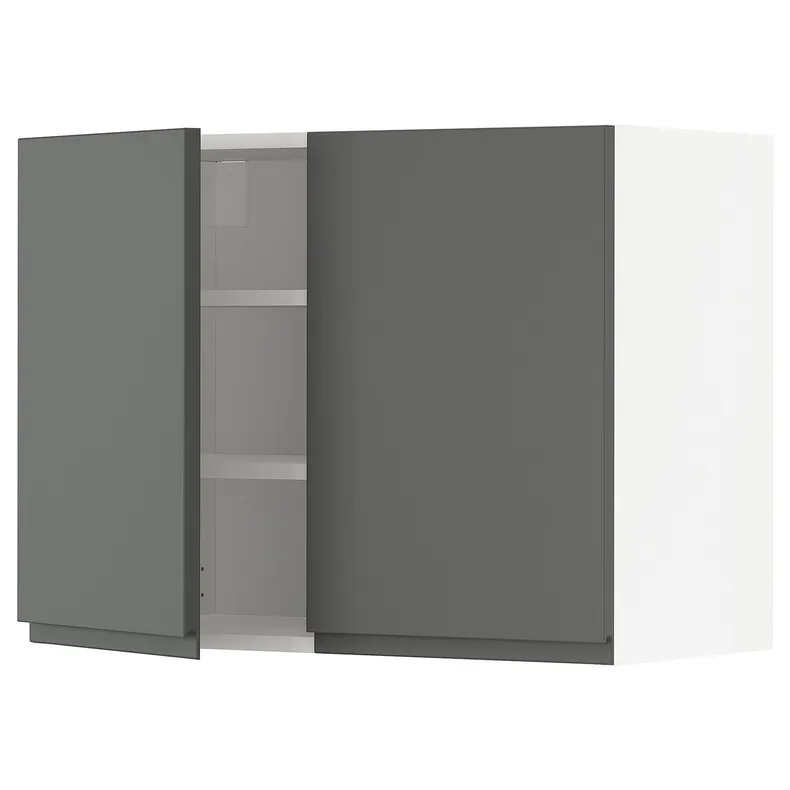 IKEA METOD МЕТОД, навесной шкаф с полками / 2дверцы, белый / Воксторп темно-серый, 80x60 см 994.654.44 фото №1