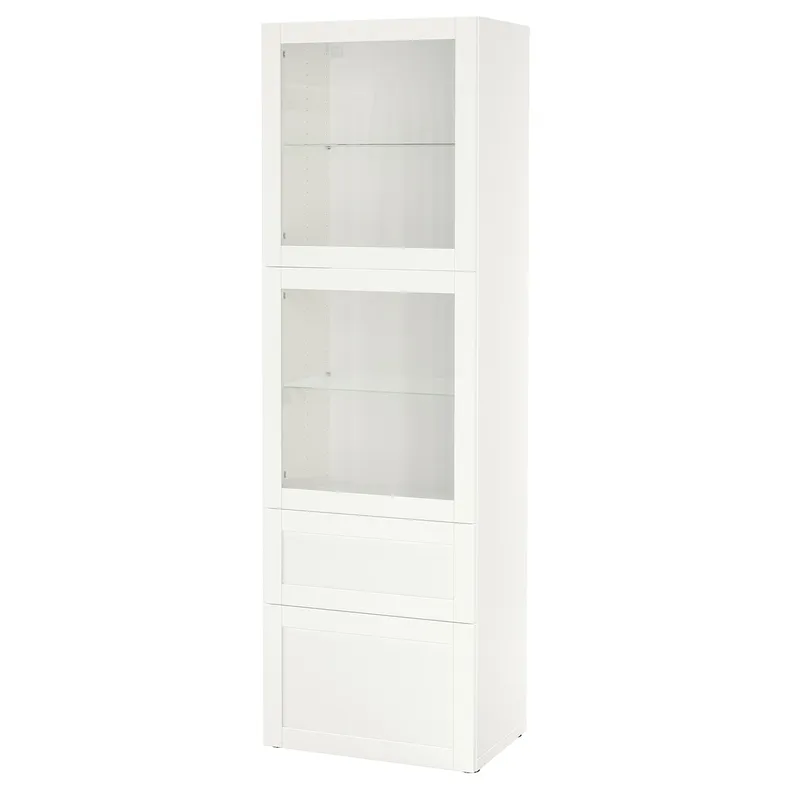 IKEA BESTÅ БЕСТО, комбинация д / хранения+стекл дверц, Белое / Ханвикенское белое прозрачное стекло, 60x42x193 см 293.008.71 фото №1