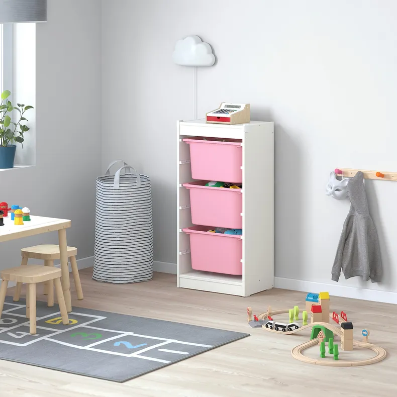 IKEA TROFAST ТРУФАСТ, комбинация д / хранения+контейнеры, белый / розовый, 46x30x94 см 895.332.26 фото №2