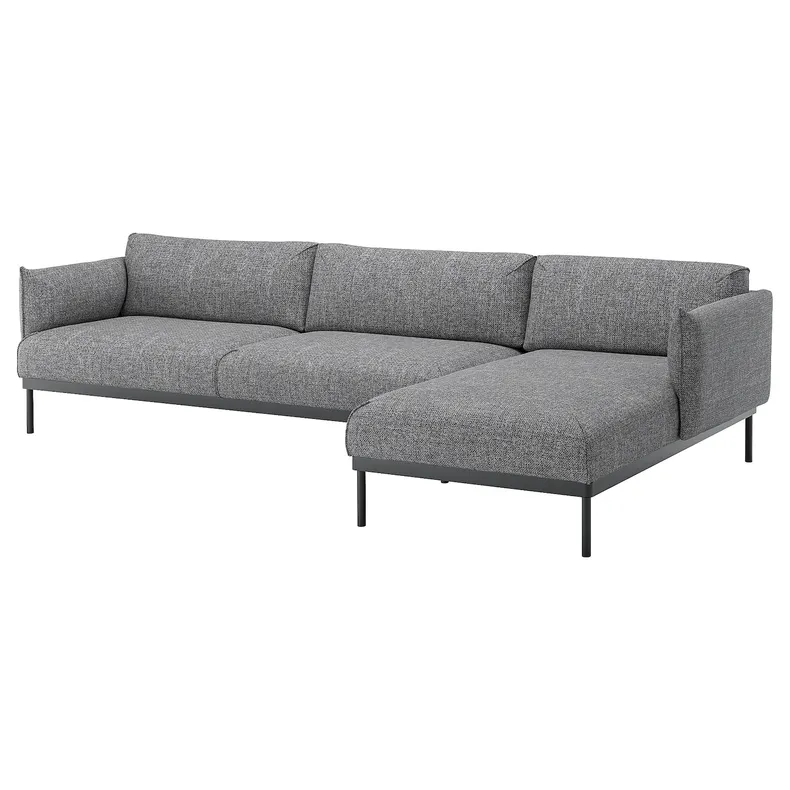 IKEA ÄPPLARYD ЭППЛАРЮД, 4-местный диван с козеткой, Lejde серо-черный 994.295.35 фото №2