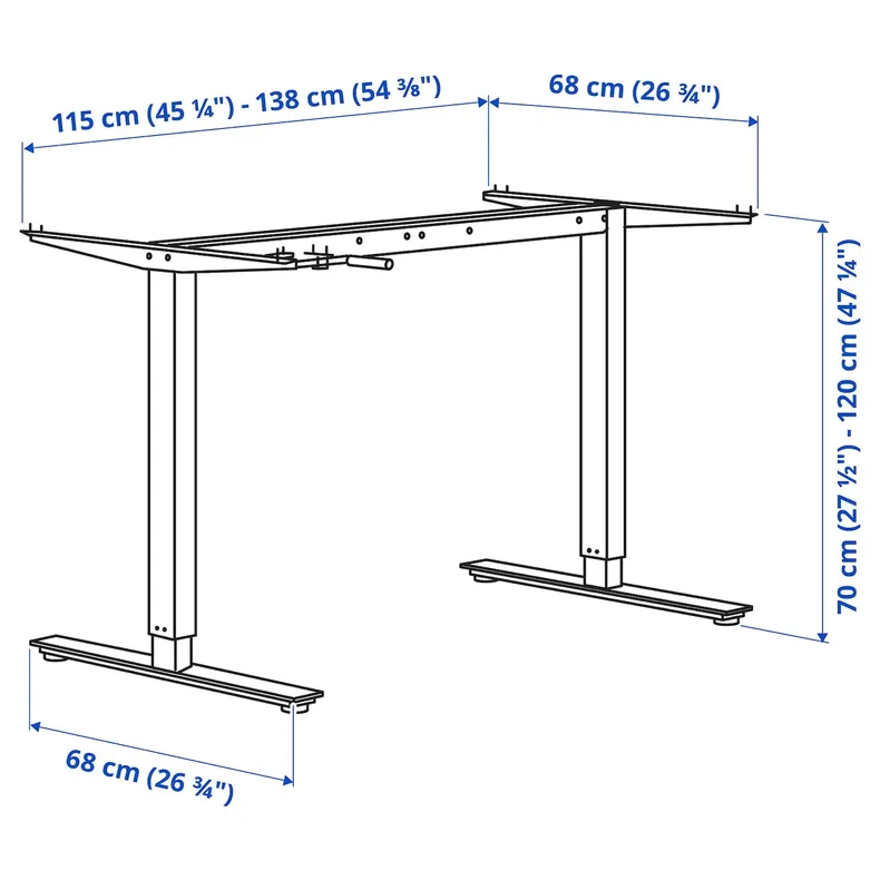 IKEA TROTTEN ТРОТТЕН, регульована рама для стільниці, білий, 120 / 160 см 405.073.42 фото №7